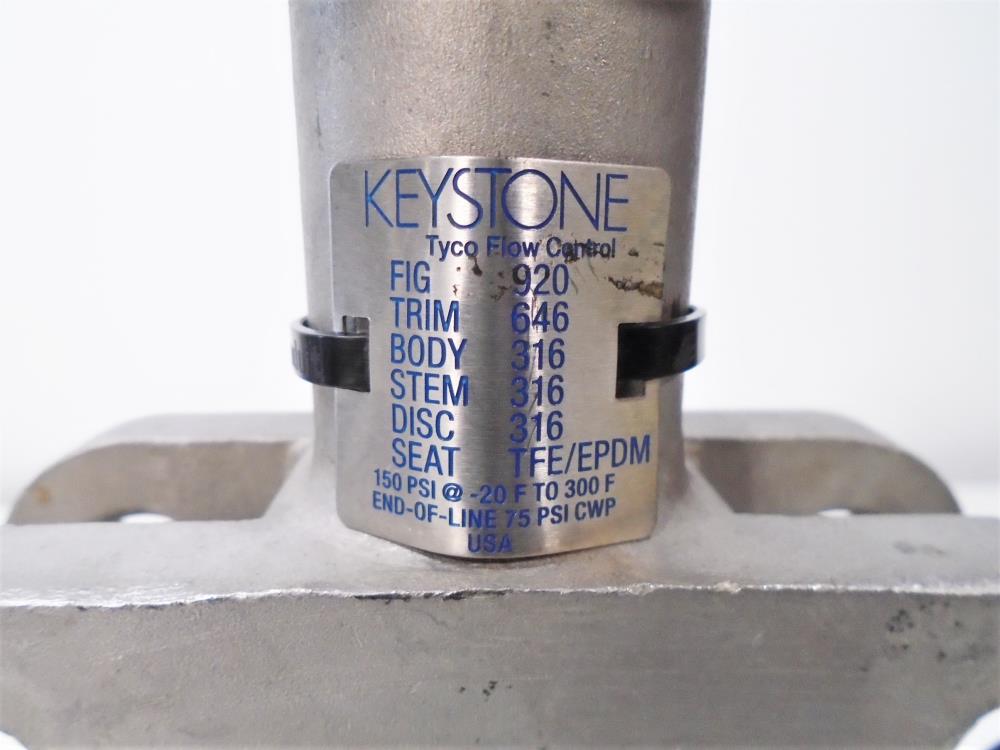 Keystone 6" 150# Stainless Steel Butterfly Valve, Figure# 920